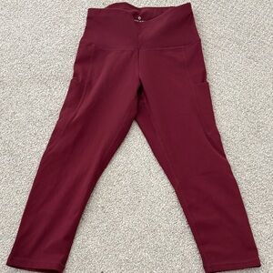 Burgundy Active capri Leggings with Side Pockets